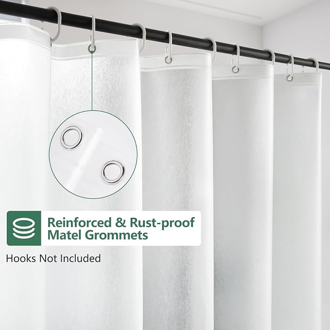 Seenus Waterproof Frosted Shower Curtain Liner Extra Long 72 x 80 Inch, Bpa-Free EVA Shower Liner with 3 Extra-Large Magnets, Tall Bathroom 3D Silk Plastic Shower Curtain Translucent for Privacy