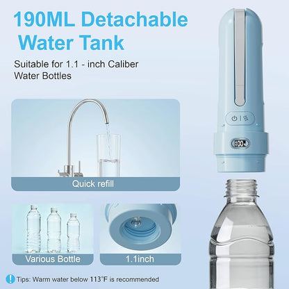 Electric Portable Bidet for Travel & Outdoor Camping, Sky Blue | Pocket size whisper-quiet handheld sprayer 3 pressure modes 1600mAh Long-lasting Battery USB-C Rechargable IPX7 Waterproof