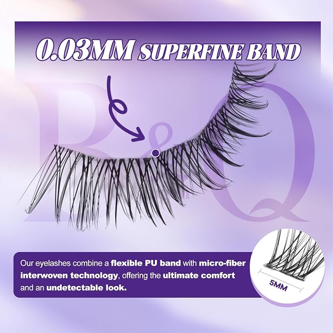 B&Q Wispy Lash Clusters Kit, Natural 04, Individual False Eyelashes Extension Set, Undetectable Natural Look for Effortless Day-to-Night Beauty, from Office Elegance to Date Night Glamour(8-16mix)
