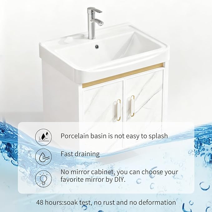 20-inch Off-White Wall-Mounted Compact Bathroom Mini Vanity Unit 20-inch Basin with Sink Designed for Compact Bathrooms Floating Vanity Unit