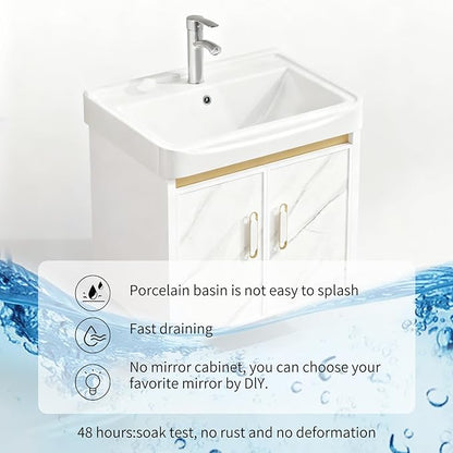 20-inch Off-White Wall-Mounted Compact Bathroom Mini Vanity Unit 20-inch Basin with Sink Designed for Compact Bathrooms Floating Vanity Unit