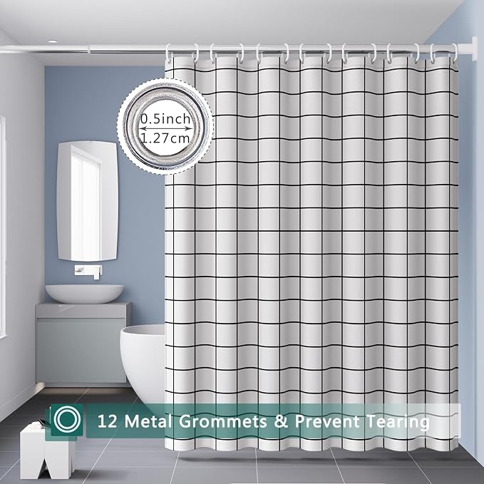 Shower Curtain Liner, 100% Waterproof Peva Shower Curtains with 3 Duty Heavy Bottom Magnets and 12 Rust Proof Grommets, 72x72 Weighted Shower Liner for Shower Stall, Bathtubs