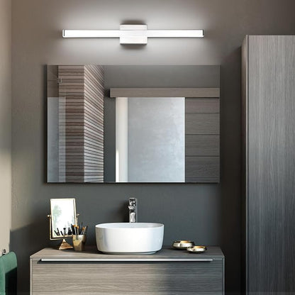 LED Modern Bathroom Vanity Light Fixtures (32-Inch, Cool White 6000K), Modern Acrylic Bathroom Wall Lighting Fixtures for Bathroom Over Mirror, Chrome