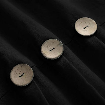 Farmhouse Shower Curtain Linen Button Rustic Black 72" W x 72" L | Farmhouse Style, Chic Button, Striped, Linen Fabric, Rustic, Country, Natural Look, Washable, for Bathroom Bathtub