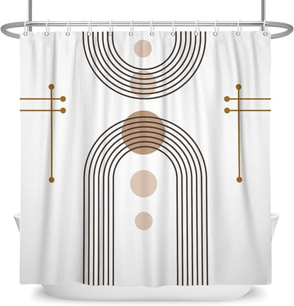 Mid Century Boho Shower Curtain Abstract Arch Sun Rainbow Modern Minimalist Geometric Aesthetic Shower Curtains for Polyester Fabric Bathroom Decorations 48x72 inch