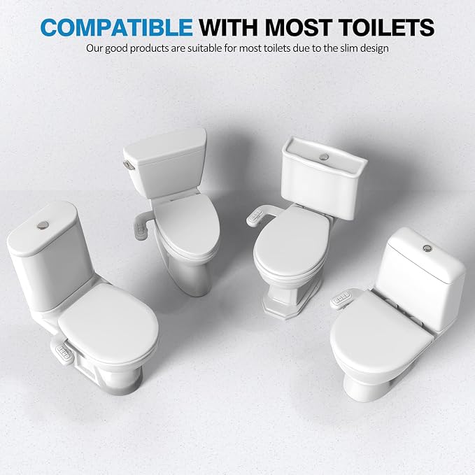 Non-Electric Bidet Attachment, Self-Clean Dual Nozzles, Adjustable Pressure | Ultra Slim Intuitive One-Touch, Retractable Nozzle Structure, Cold Water Rear & Feminine Washing Modes, Stainless Steel Iniet