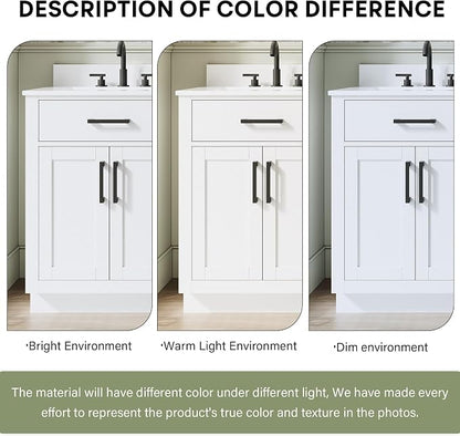 80-Inch Bathroom Vanity with Double Sinks W/ 4 Doors & 4 Drawers & 2 Flip Drawers, White Vanity W/Matte Black Handles