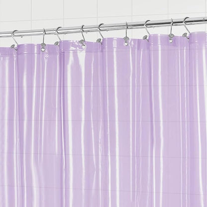 Barossa Design Clear Lavender Stall Shower Curtain Liner 36" W x 72" H - Waterproof Lightweight PEVA Plastic Shower Liner for Small Bathroom, 3 Bottom Magnets & Metal Grommets - Clear Lavender