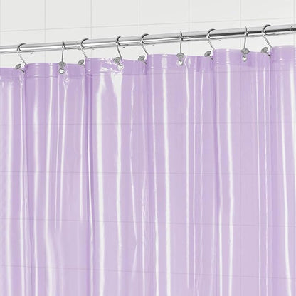 Barossa Design Clear Lavender Shower Curtain Liner - PEVA Heavy Duty Shower Liner with 6 Magnets and Metal Grommets, 72" x 72" Waterproof Curtains for Bathroom - Clear Lavender