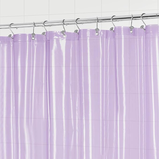 Barossa Design Extra Long Shower Curtain Liner with 3 Magnets - 72" x 84" XL, Waterproof PEVA Lightweight Shower Liner for Bathroom, PVC Free, Metal Grommets - Clear Lavender, 72x84