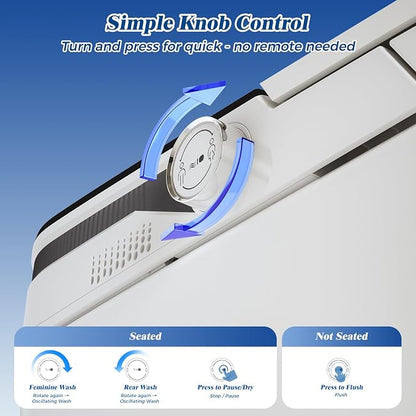 Smart Toilet with Bidet Built-In, Auto Flush, Auto Open/Close Lid, Foot Sensor, Heated Seat, Warm Water Wash, Warm Air Dryer, Deodorizer, Night Light, Remote Control (Black)