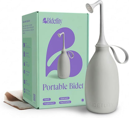 Butt & Intimate Shower 3.0 – Portable Travel Bidet, Replaces Wipes, Saves Toilet Paper, BPA-Free, Handheld, Travel Bag, Grey
