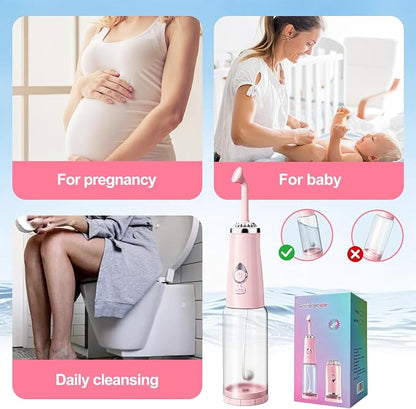 Portable Bidet for Travel - IPX7 Waterproof & 4 Spray Modes | 2 Quick‑Detachable Nozzles, Electric Handheld Bidet for Women, Compact Design for Home Travel Postpartum Personal Hygiene
