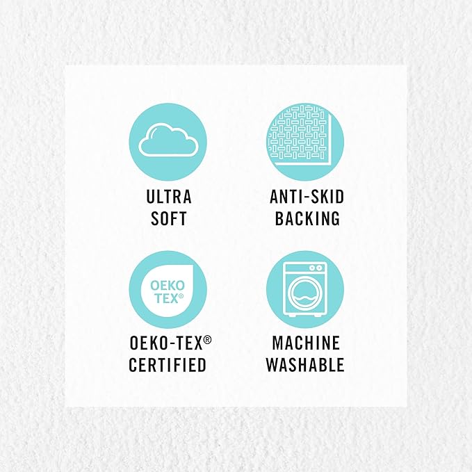 MARTHA STEWART Drylon Microfiber Bath Rug - 1 Piece, Ultra Soft Plush, Non-Slip, Thick, Washable Bathroom Rugs, Home Decor Accessories, Household Essentials, Small Bath Mat, 17" x 24", White