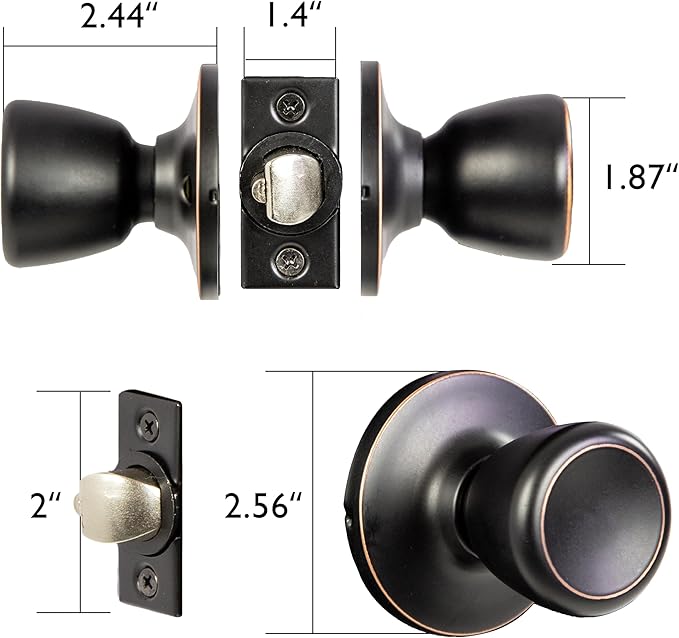 Design House Terrace Interior Door Knobs, Universal Passage Door Handle – Round Closet Door Knobs for Home Improvement - Oil Rubbed Bronze Dummy Door Knob, Design House 728717