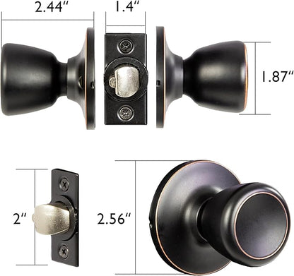 Design House Terrace Interior Door Knobs, Universal Passage Door Handle – Round Closet Door Knobs for Home Improvement - Oil Rubbed Bronze Dummy Door Knob, Design House 728717