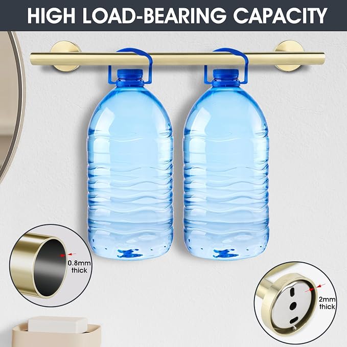 10 Piece Brushed Gold Bathroom Hardware Set, Towel bar Set for Bathroom | 24 inch Silver Towel bar, Bathroom Towel Rack, Towel Ring, Toilet Paper Holder, Towel Hook, Bathroom Accessories Set