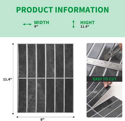 LONGKING 10-Sheet Smoky Black Peel and Stick Backsplash Tiles for Kitchen Wall, Kitchen Backsplash Wall Tile, Waterproof Back Splash Stick on Tiles for Bathroom | Peel and stick backsplash, self-adhesive wall tile, Black, waterproof, kitchen bathroom w...