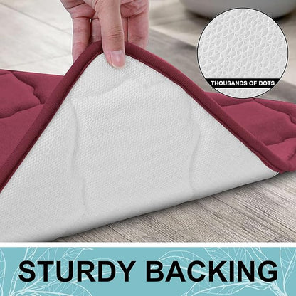 OLANLY Memory Foam Bath Mat Rug 47x32, Ultra Soft and Absorbent Bathroom Rugs, Non-Slip, Comfortable, Machine Washable Bath Carpet for Bathroom Floor, Tub, Shower and Home Decor Accessories, Burgundy