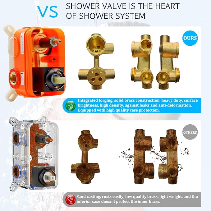 Enga Oil Rubbed Bronze Rain Shower System with Body Spray, 12inch Ceiling Rainfall Shower Faucet Complete Kit with 3-way Diverter Valve