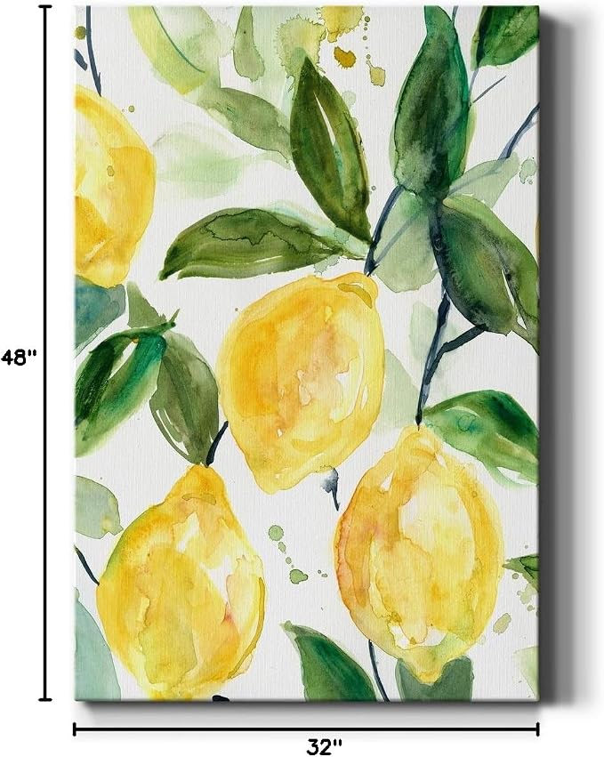 Renditions Gallery Canvas Nature Wall Art Paintings for Wall Decorations Yellow Lemons Branch Modern Abstract Wall Hanging Artwork Prints for Bedroom Living Room Office Kitchen - 32"x48" LT02