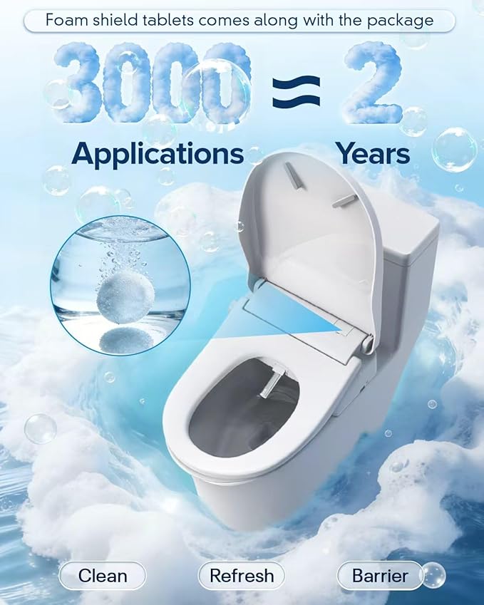 iliD Bidet Toilet Seat, Foam Shield Bidet Seat, Heated Toilet Seat Elongated, Instant Warm Water & Dryer, Front Wash & Rear Wash, User Mode, Remote Control, Self-Clean Nozzle, ECO Silent Night Child