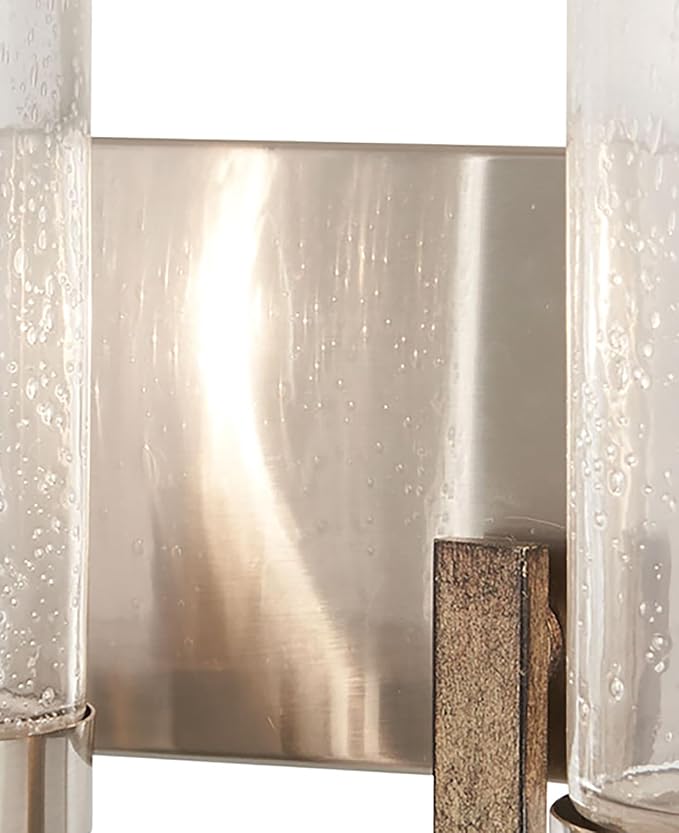Minka Lavery 4632-106 Bridlewood Vanity Bath Light, 2-Light, 120 Total Watts, 14-in H x 8.75-in W, Stone Grey w/Brushed Nickel