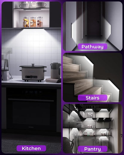ASOKO HOME Under Cabinet Lights Motion Sensor Light Indoor 3-Light Colors 2000mAh Rechargeable LED Closet Lights Battery Operated Under Cabinet Lighting Wireless (3-Light Colors, 2Pack)