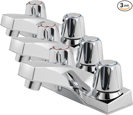 Pfister LG1435000 Pfirst Series 2-Handle 4 Inch Centerset Bathroom Faucet in Polished Chrome, Water-Efficiemt Model (Pack of 3)