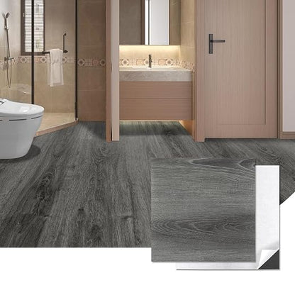 Art3d 30-Pack Peel and Stick Flooring Wood Planks, 12 x 12 in, Grey Oak | Premium Vinyl, Self-Adhesive, Waterproof, Wood Grain, Fade-Resistant, Scratch-Proof, Ideal for Kitchen, Dining Room, Bedrooms