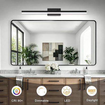 IZORRO Modern Bathroom Vanity Light 48 inch, Rotatable, 36W Dimmable Led Bathroom Light Fixture Over Mirror, Black Vanity Light Bar (5 Color Temperature)