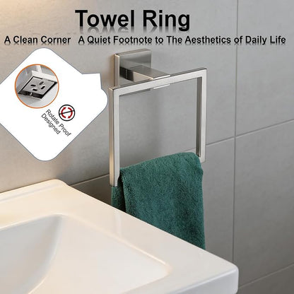 Bathroom Hardware Set 15 Piece Brush Nickel Bathroom Accessories Set SUS304 Towel Bar Set Includes 3 Towel Bar 24 Inch+3 Towel Holder+3 Toilet Paper Holder+6 Towel Hooks (15, Brushed Nickel)