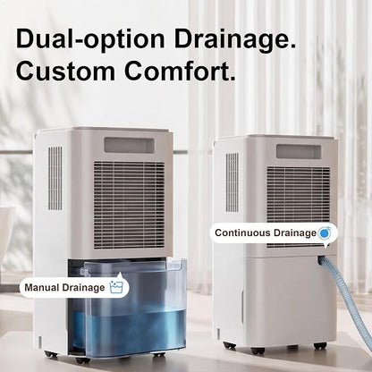 1500 Sq.Ft Dehumidifier for Basement with Drain Hose,24 Pints Dehumidifier for Home,Bedroom,Bathroom Low Noise With Smart Compressor,Intelligent Humidity Control, 24HR Timer