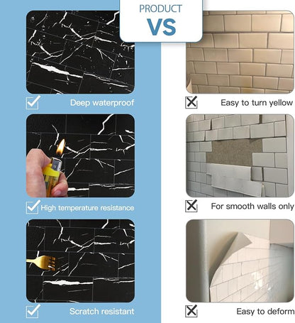 2026 New Upgrade Peel and Stick Backsplash Tile, Peel and Stick 11.34" X 11.57" Wall Tile for Kitchen, Bathroom, Fireplace, Laundry (Black Rocks, 5 Packs)