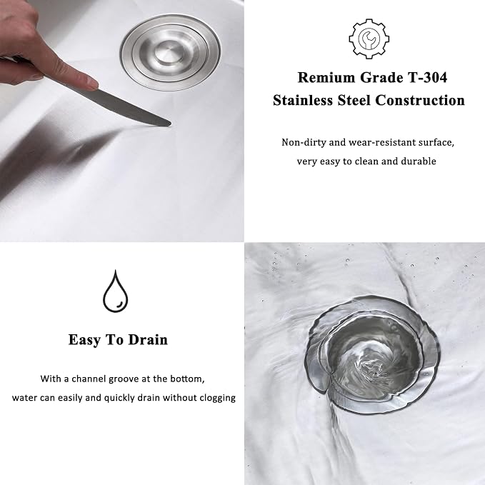 HOTIS Drop In Bar Sink, 15 x 20 Inch Small Kitchen Sink, 304 Stainless Steel Topmount Workstation Sinks, Handmade 16 Gauge Single Bowl Kitchen Sinks with Dish Grid & Drain and Cutting Board