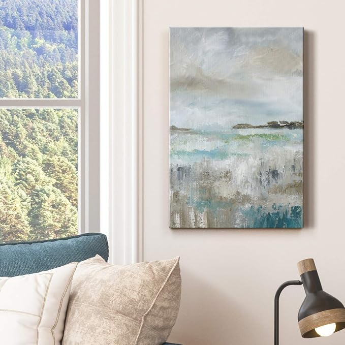 Renditions Gallery Canvas Nature Wall Art Paintings for Wall Decorations Rustic Cloudy Ocean Modern Abstract Wall Hanging Canvas Artwork Prints for Bedroom Living Room Office - 24"x36" LT02