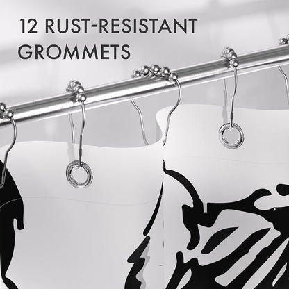 AmazerBath Shower Curtain, Washable Cloth Cute Dogs Kids White and Black Shower Curtain Set with 12 Shower Curtain Hooks, Kawaii Pet Puppy Waterproof Shower Curtains for Bathroom Decor, 72x72 Inches