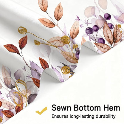Extra Long Eucalyptus Shower Curtain 72X84 Inch, Orange Terracotta Color Watercolor Plants Leaves Tall Bathroom Curtains, Botanical Waterproof Fabric Cloth Shower Curtain Set with Hooks