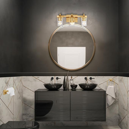 Globe Electric 65562 Dakota 4-Piece Bathroom Hardware Accessory Kit, Matte Brass, Towel Bar, Towel Ring, Robe Hook, Toilet Paper Holder