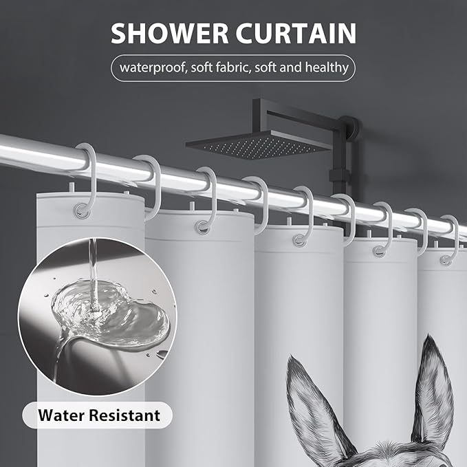Funny Donkey Shower Curtain - Waterproof Fabric Shower Curtain Set for Bathroom Decor - are You Pooping Shower Curtain