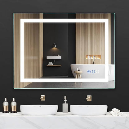 36"x 28" LED Bathroom Mirror with Light | Anti-Fog+Dimmable+Color Temperature Adjustable+Memory Function Led Wall Mirror for Bathroom, Vanity (Vertical/Horizontal)