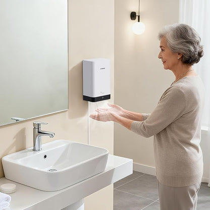 AIKE Compact Hand Dryer for Bathroom, ABS Polycarbonate 110V White,AK2822 | High Speed Slim Blade Hand Dryer,Plug-in Easy Install and Compact Design,Smart Warm for Home Bathroom,No Paper Waste and Cost