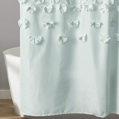 Lush Decor Lucia Shower Curtain 72" W x 72" L, Blue - Bathroom Curtain - Coquette Decor - Flower Shower Curtains - Blue Fabric Shower Curtains