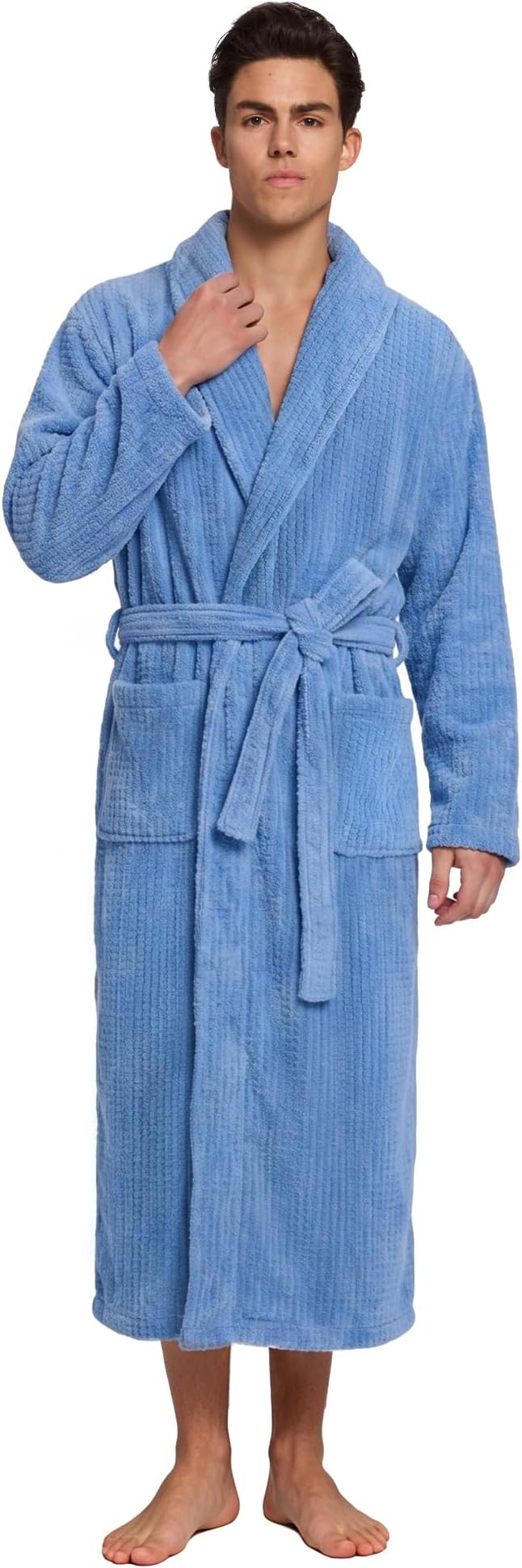 PJGGZ Men's Shawl Collar Bathrobe, Soft Long Towel Robe for Men - Super Absorbent Quick Dry yet Warm