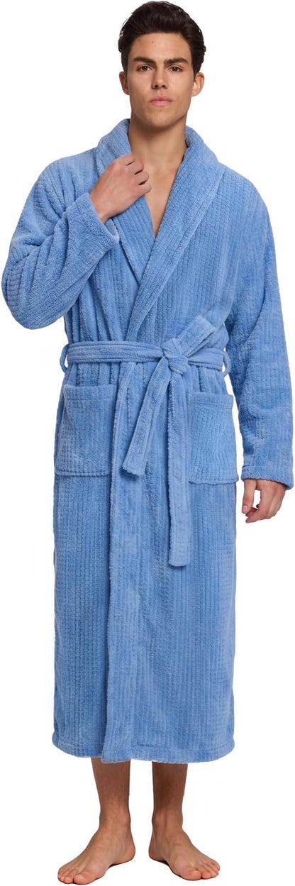 PJGGZ Men's Shawl Collar Bathrobe, Soft Long Towel Robe for Men - Super Absorbent Quick Dry yet Warm