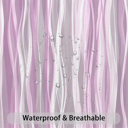 Moonslim Pink Grey Ombre Shower Curtain, Modern Wavy Abstract Striped Line Bathroom Curtain, Waterproof Fabric Bath Decor, 72 x 72 Inch