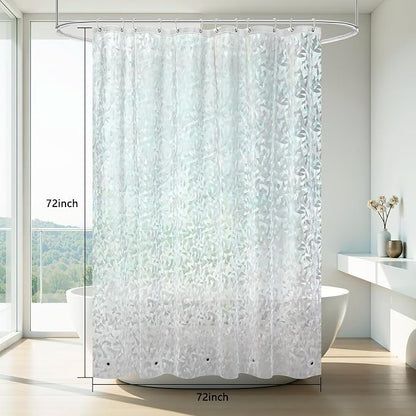 AooHome 72x72 Shower Curtain Liner - EVA 3D Decals Stained Glass Pattern Design Standard Bathroom Shower Curtain with Hooks, 5 Bottom Magnets, Heavy Duty, Water Repellent, Semi Transparent, 72x72 Inch