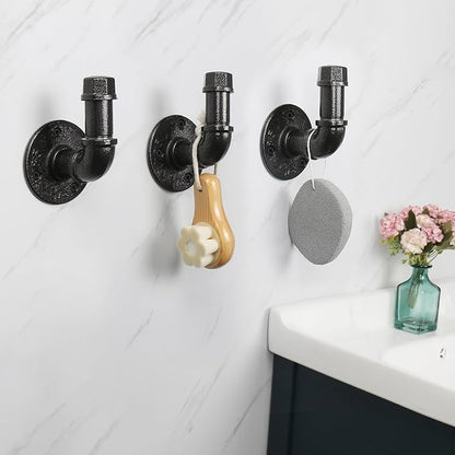 Livabber 5 Pieces Industrial Pipe Bathroom Towel Rack Set, Bath Hardware Include 18 Inch Towel Bar, Toilet Paper Holder, Wall Mounted Heavy Duty Rustic Iron Decor Accessories Kit, Black