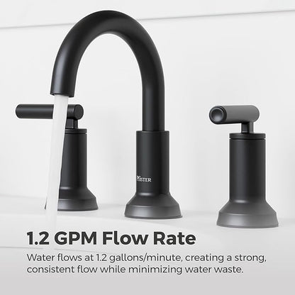 Pfister Capistrano Bathroom Sink Faucet, 8-Inch Widespread, 2-Handle, 3-Hole, NSF Certified, Spot Defense Matte Black Finish, LF049CSOSDB