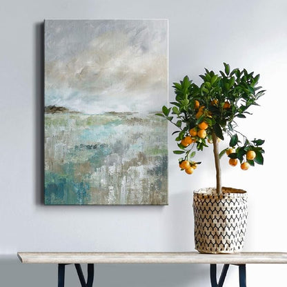 Renditions Gallery Canvas Nature Wall Art Home Paintings & Prints Rustic Cloudy Ocean Coastal Canvas Abstract Artwork Decorations for Bedroom Living Room Office Kitchen - 12"x18" LT02